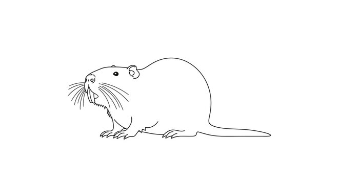 Outline illustration of a nutria isolated on white background for design