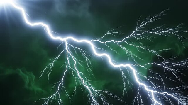 Lightning bolt in stormy sky