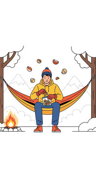 Cozy Winter Hammock Leisure And Outdoor Relaxation Enjoyment