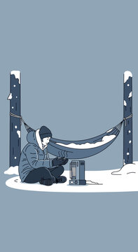 Cozy Winter Hammock Camp With Portable Stove Comfort In Snow