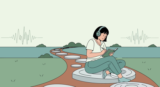 Creative Journey Of Inspiration And Reflection With Headphones