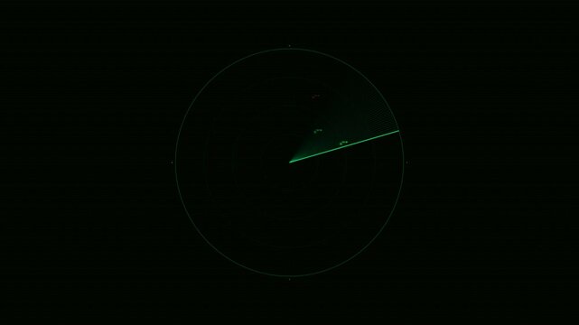 Rotating Sweep Beam with Contact Blips, Range Rings & Data Readout Loop - Radar Sweep Sci-Fi HUD Animation