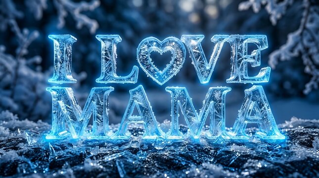 I Love Mama Ice Sculpture Winter Theme