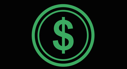 Obraz premium Green dollar symbol in a circle on a black background representing financial themes