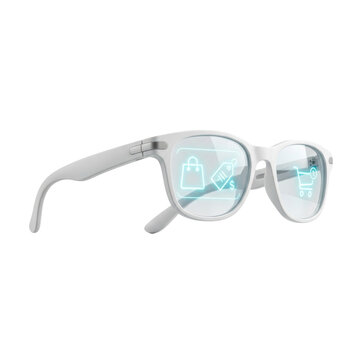 Augmented reality AR glasses for virtual shopping isolated