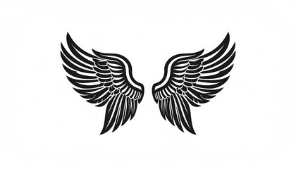 Obraz premium Elegant Black and White Angel Wings Illustration for Design.