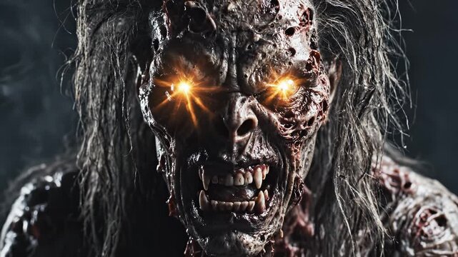 Closeup of a grotesque zombielike creature