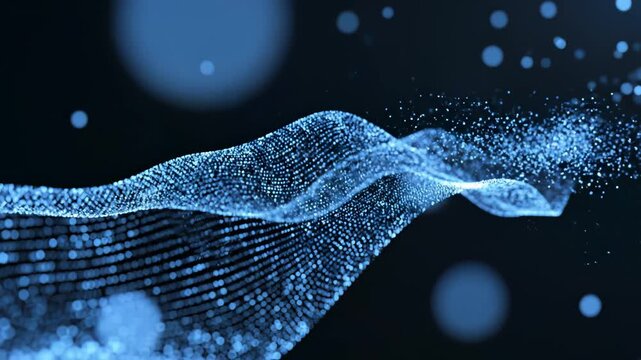 Abstract blue wave of particles