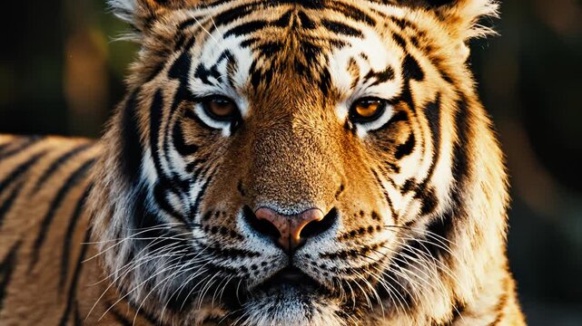 Closeup of a tigers face