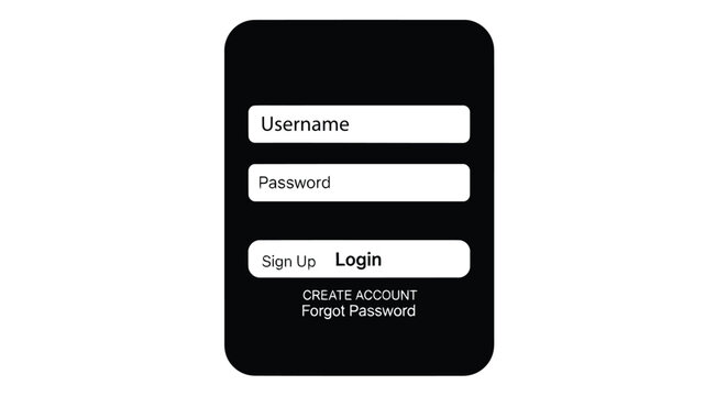 Smartphone screen displaying a login page with fields for username email and password