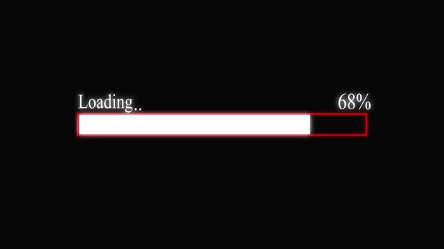 Abstract loading icon animation . Loading bar and percentage Futuristic progress loading bar 0-100 percent animation, fast to last animation. 4k  graphics animation.