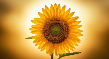 Obraz premium Radiant Sunflower Bloom - A Captivating Close-Up in Golden Light.