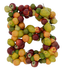 letter F made of fruit arrangement, arial font, isolated on transparent background - design element cut-out graphics object © sam