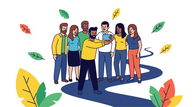 Diverse Group Captures Memorable Moment With A Selfie