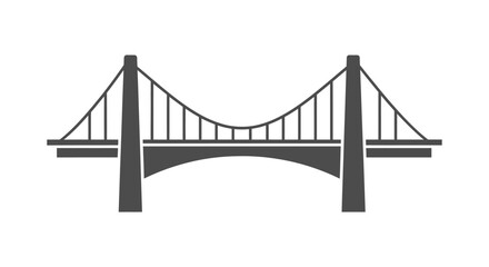 Fototapeta premium A sleek suspension bridge spans across a scenic landscape, featuring cables, towers, and a road deck in a serene outdoor setting with a clear view.