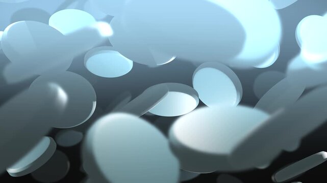 Dramatic 3D Animation of Lisinopril Pills Spinning over Dark Background