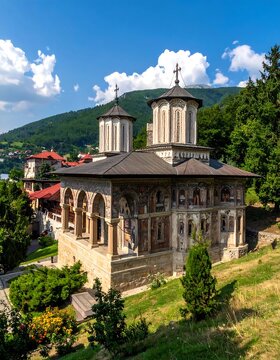 Curtea de Arges Monastery - A Romanian Architectural Gem Amidst Lush Greenery.