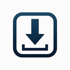 Fototapeta premium Blue down arrow icon signifies downloading data or files. Used in web interface design for obtaining digital content. Button for inbound transmissions.