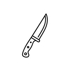 Obraz premium Simple Black and White Illustration of a Sharp Kitchen or Hunting Knife