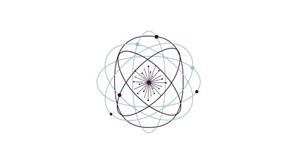 Obraz premium Abstract Atomic Orbitals Network Design Minimalist Icon