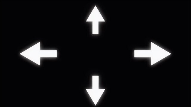White arrows point in opposing directions on black