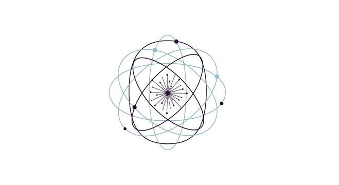 Abstract Atomic Orbitals Network Design Minimalist Icon