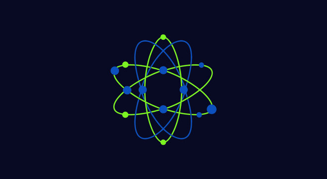Abstract Atomic Structure Symbol Represents Scientific Discovery