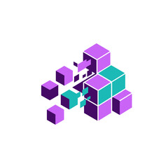 Obraz premium Abstract Geometric Blocks Forming Digital Art Concept