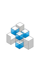Naklejka premium Abstract Geometric Structure With Transparent Blue Cubes Ascending