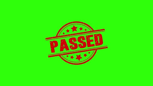 Round seal Passed Rubber Stamp Slide up to down animation. passed rubber stamp motion graphics. texture rubber stamp 4k video footage.
