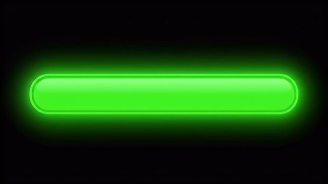 A glowing green horizontal button with rounded ends on a black background