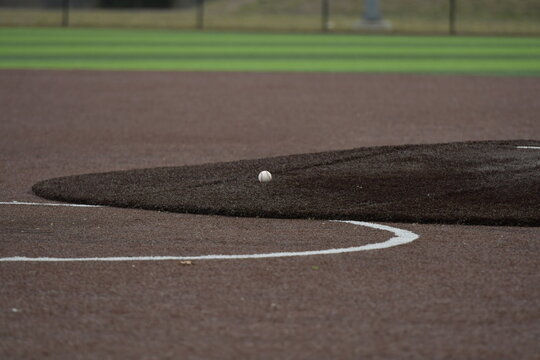 Baseball on a Pitcher Mound