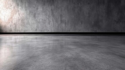 Fototapeta premium A minimalist room with a concrete wall and polished floor, showcasing neutral tones and textures