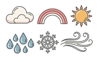 Obraz premium Weather icons with cloud rain sun.