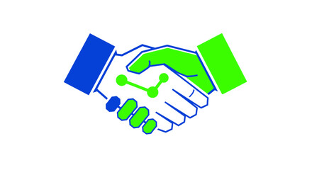 Fototapeta premium Digital Handshake Icon Representing Partnership And Connection