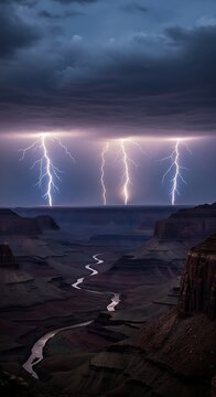 Dramatic Lightning Storm Over Canyonlands National Park.