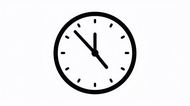 Simple black clock face with hour and minute hands indicating 500