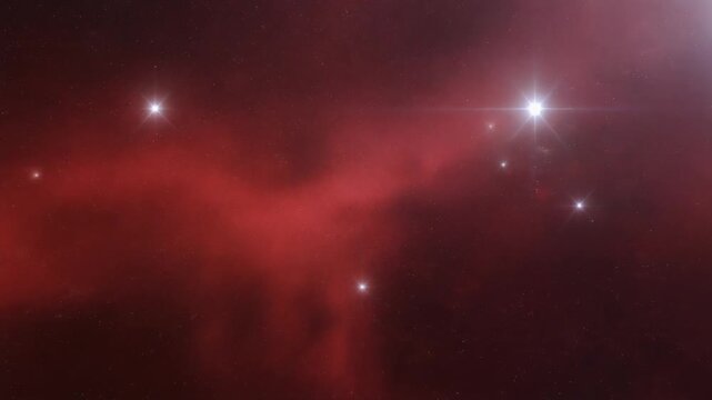 Red Nebula with White Stars Space.