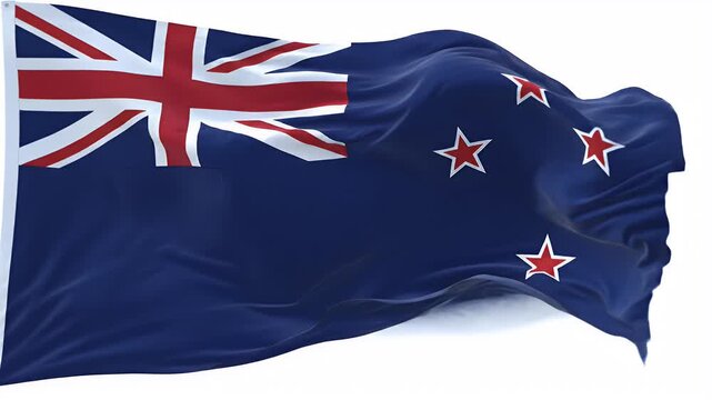 A waving navy blue flag with the Union Jack in the upper left and four red stars