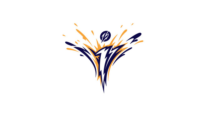 Dynamic Abstract Figure Bursting With Energy Lightning Bolt Icon