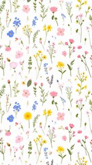 Fototapeta premium Colorful floral pattern on white