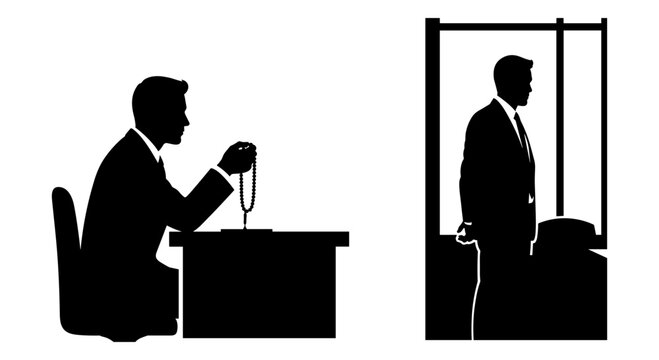 Contrast of authority between a public speaker and a detained individual Vector, illustration