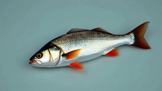 Fish with orange fins on gray background