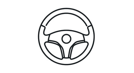 Obraz premium Black outline illustration of a car steering wheel