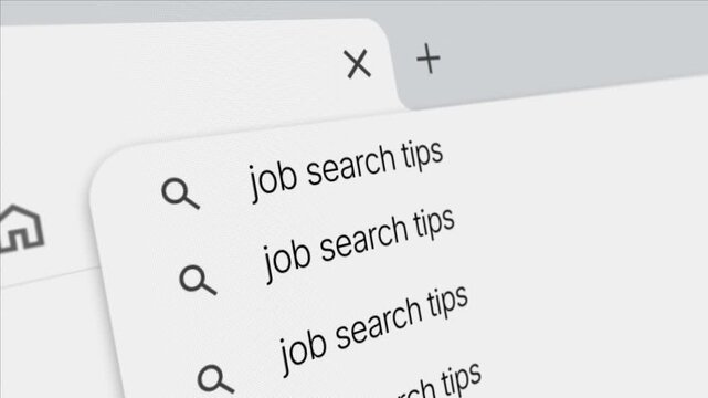 Job Search Tips Text Typing in Browser Search Bar Animation