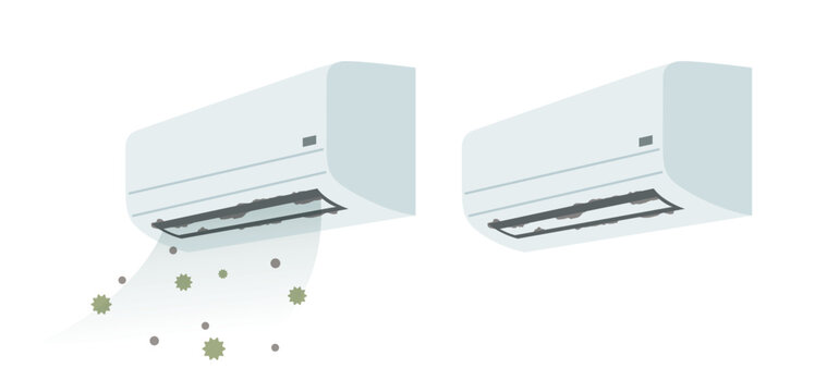 黒カビで汚れたエアコン