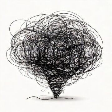Abstract swirling vortex of chaotic, tangled lines