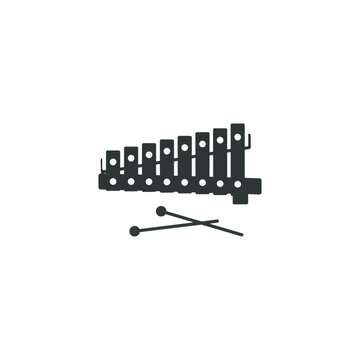 Xylophone Music Instrument Icon with Mallets Vector