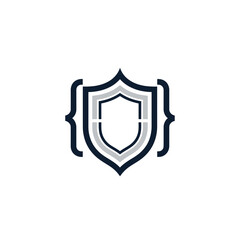 Fototapeta premium Innovative Security Shield Emblem Blending Code Brackets with a Modern and Polished Design