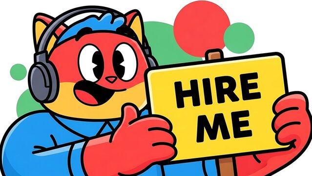  Cartoon Hire Me Poster  
